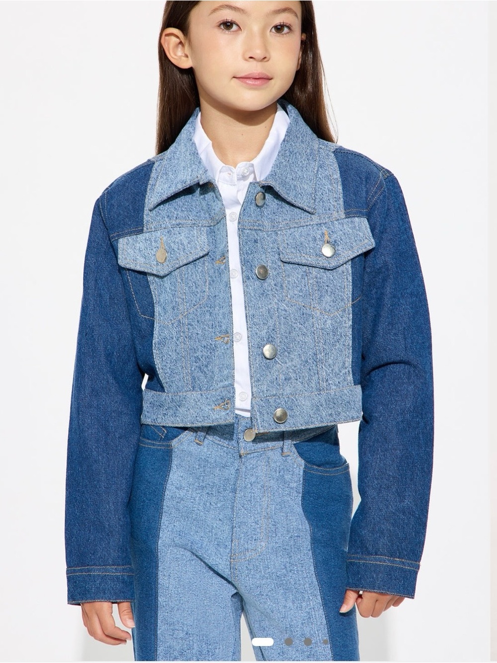 NWT FASHION NOVA Mini Mia Two-Tone Denim Jacket - Blue